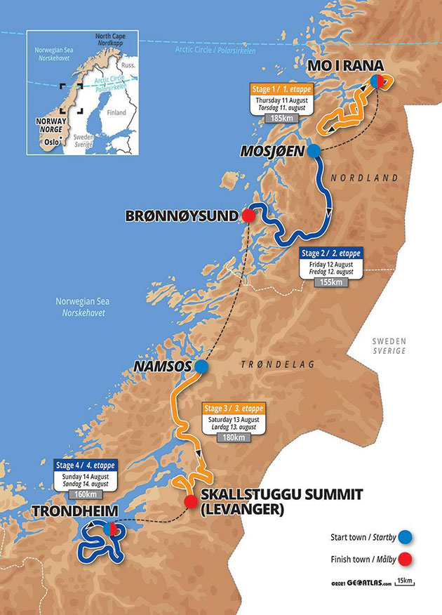 Map of 2022 Arctic Race of Norway